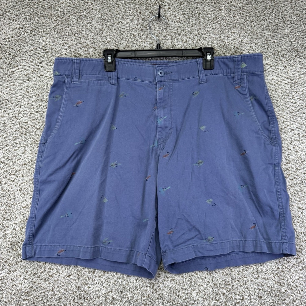 Foundry Supply Co Shorts Men's Size 42 Blue Fly Fishing Flys AOP Stretch Pockets